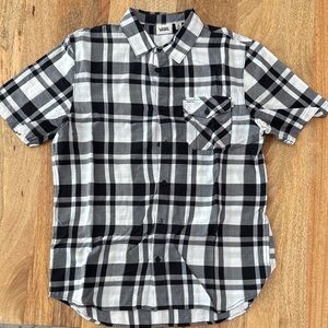 Vans Men's Black and White Plaid Shirt